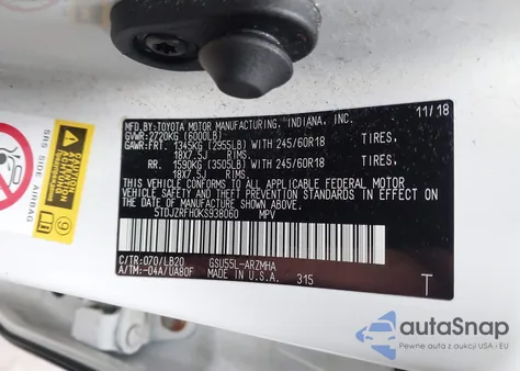 2019 Toyota Highlander Xle from USA, damaged, VIN 5TDJZRFH0KS938060